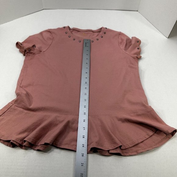 Kate Spade New York Women's Size Small Short Sleeve Top Studded Brown Preowned - Picture 10 of 11